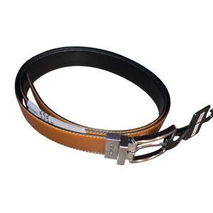 Steve Madden Men's Size 42 Reversible Belt Brown Black New Brushed Nickel Dress